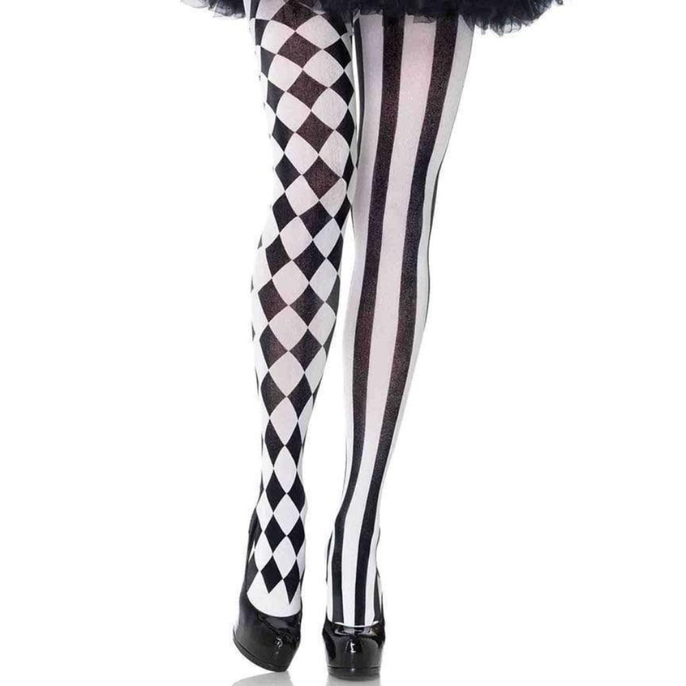 Leg Avenue Black/White Harlequin Tights